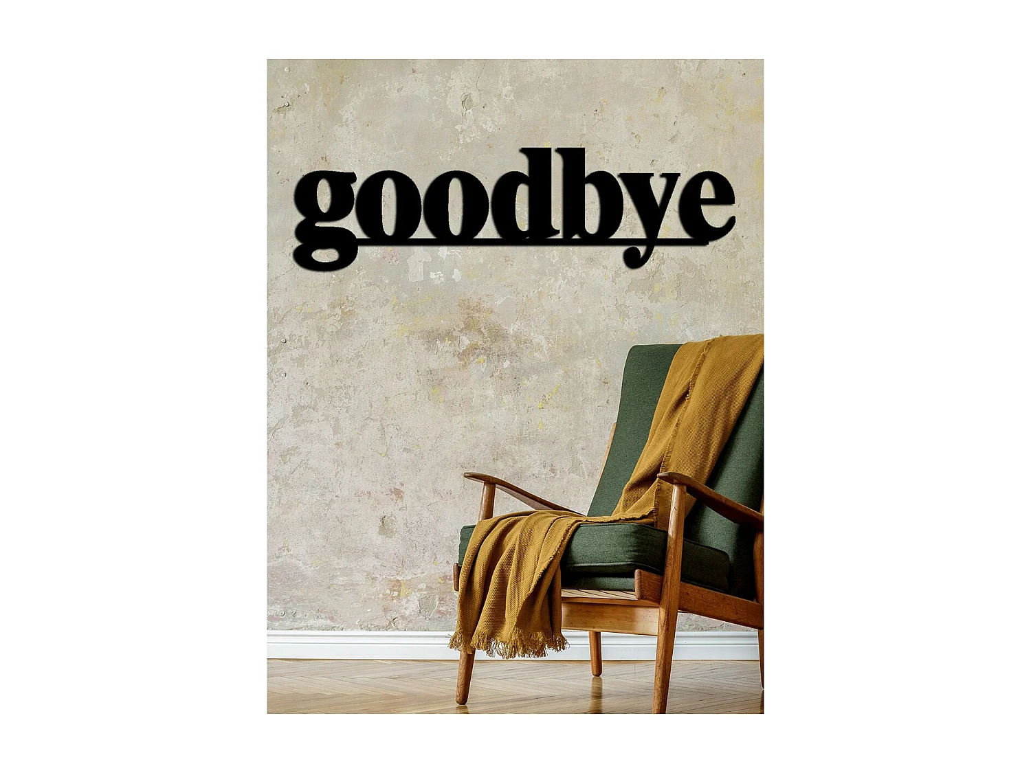 Dekoracja Metalowa Goodbye, Czarny, 89x0,15x25 cm cm, EPIKASA