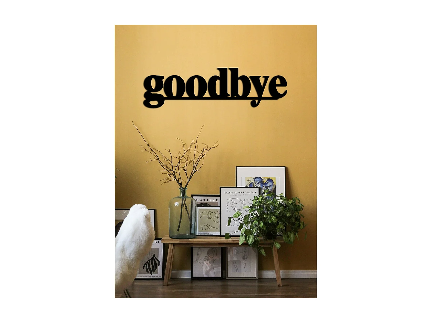 Dekoracja Metalowa Goodbye, Czarny, 89x0,15x25 cm cm, EPIKASA