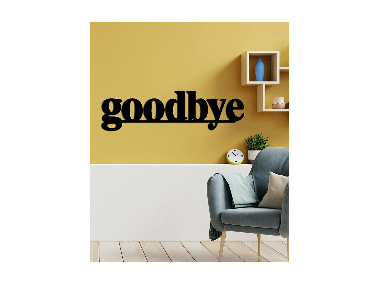 Dekoracja Metalowa Goodbye, Czarny, 89x0,15x25 cm cm, EPIKASA