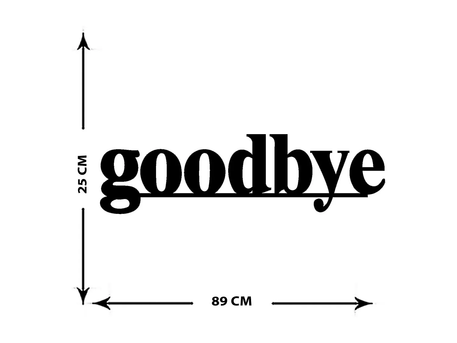 Dekoracja Metalowa Goodbye, Czarny, 89x0,15x25 cm cm, EPIKASA
