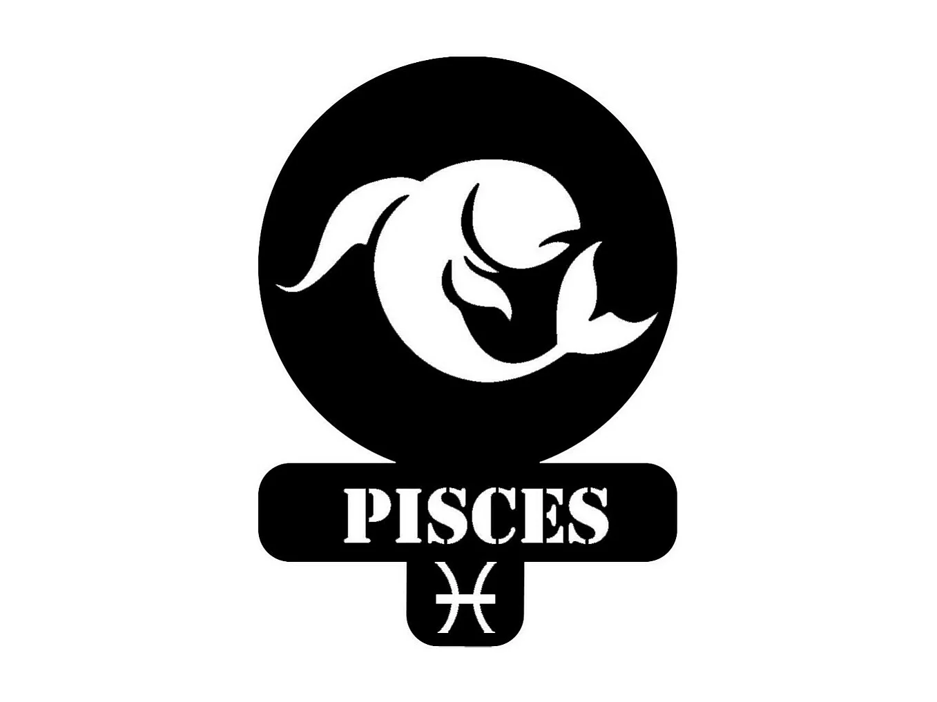 Decoração em Metal Horóscopo 3 para Peixes, Preto, 36x0,15x50 cm, EPIKASA