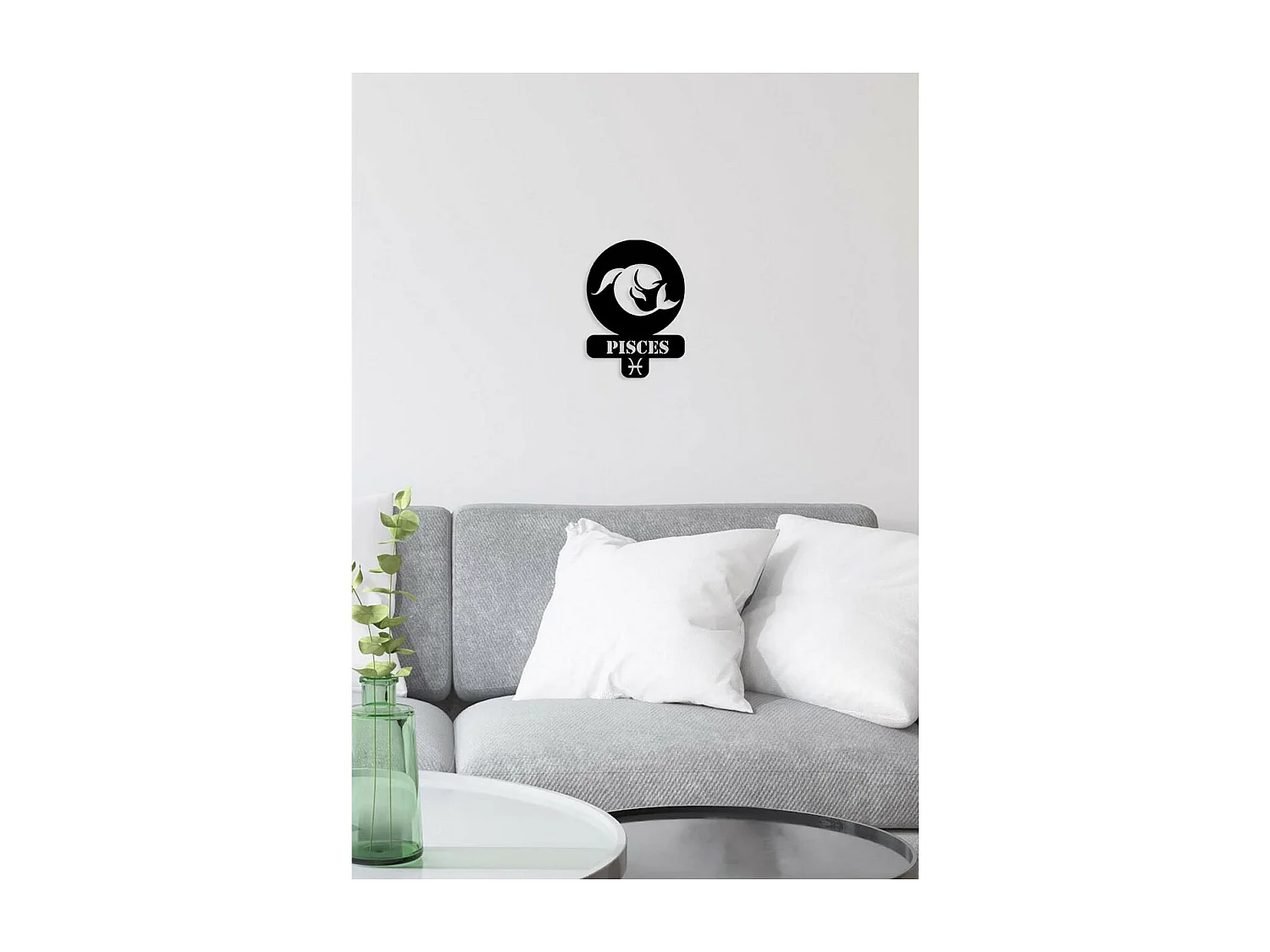 Decoração em Metal Horóscopo 3 para Peixes, Preto, 36x0,15x50 cm, EPIKASA