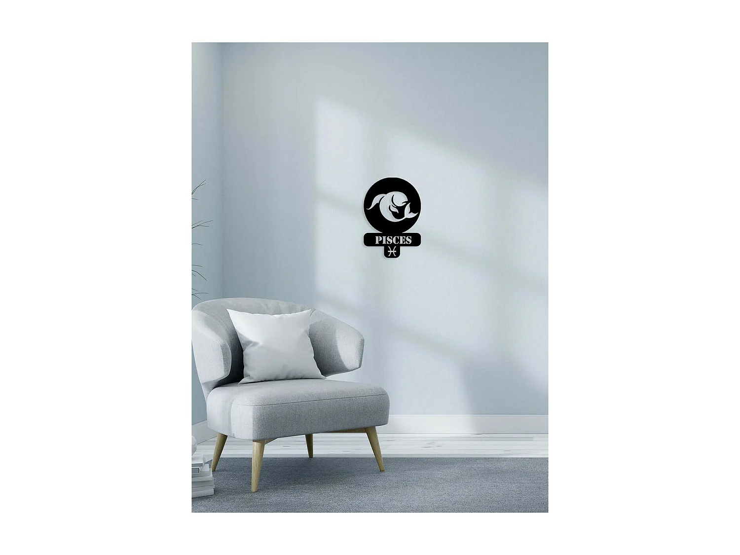 Decoração em Metal Horóscopo 3 para Peixes, Preto, 36x0,15x50 cm, EPIKASA