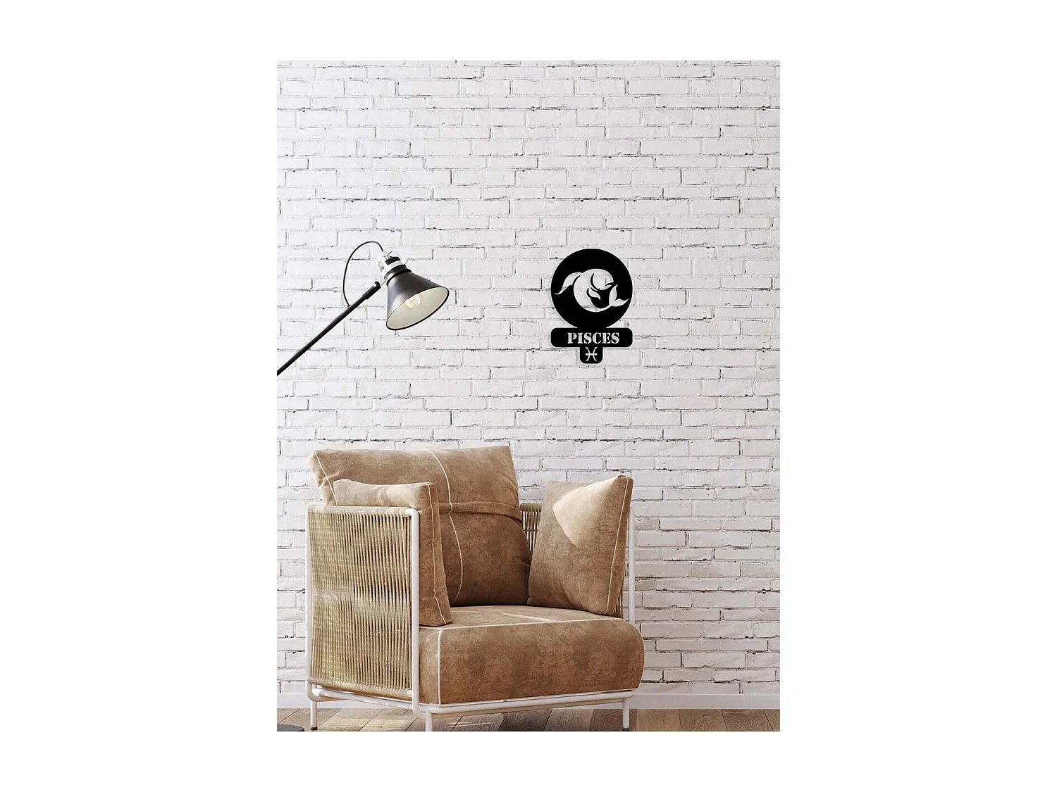 Decoração em Metal Horóscopo 3 para Peixes, Preto, 36x0,15x50 cm, EPIKASA