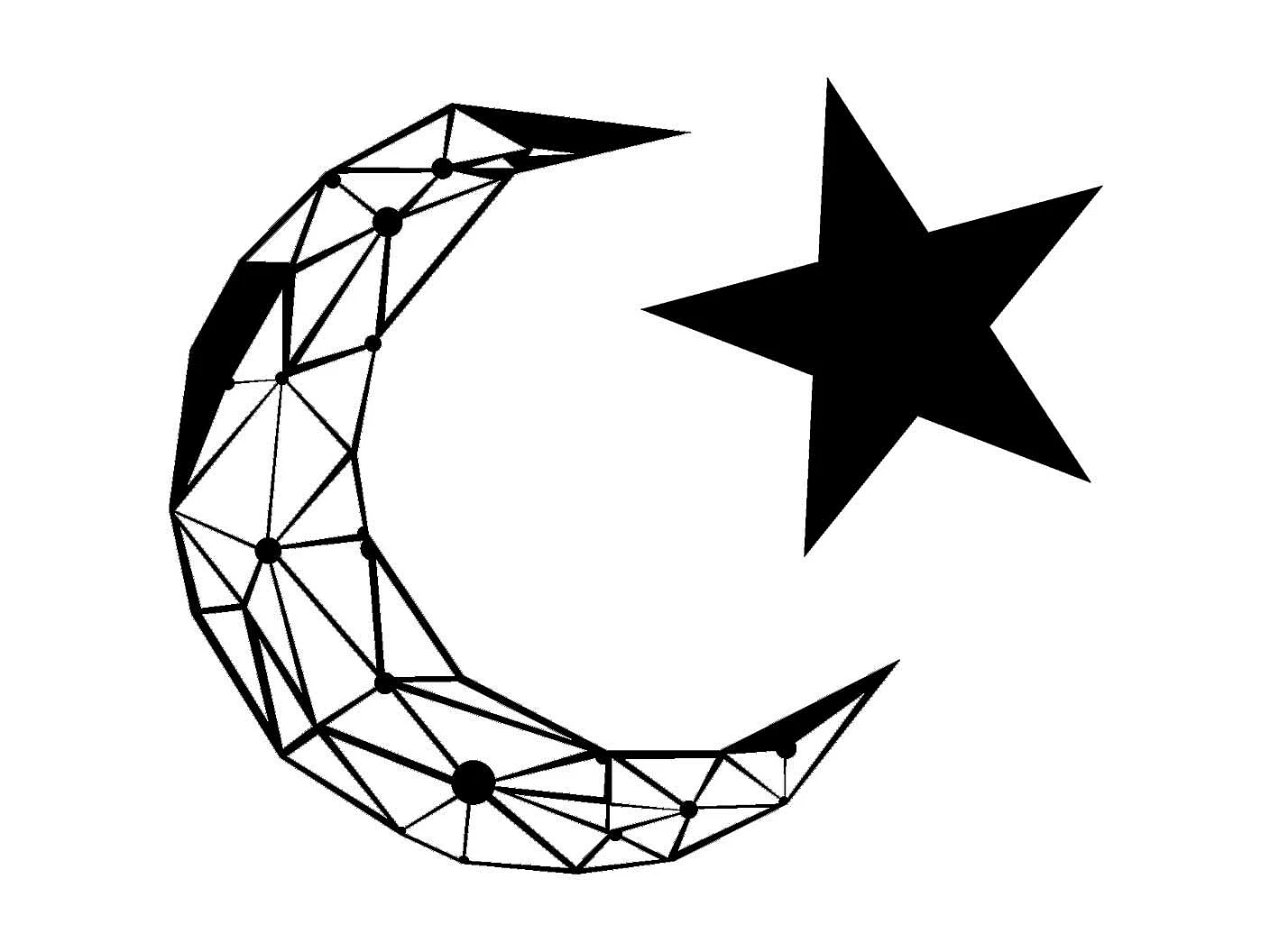 Décoration en Métal Lune et étoile, Noir, 77x0,15x50 cm, EPIKASA