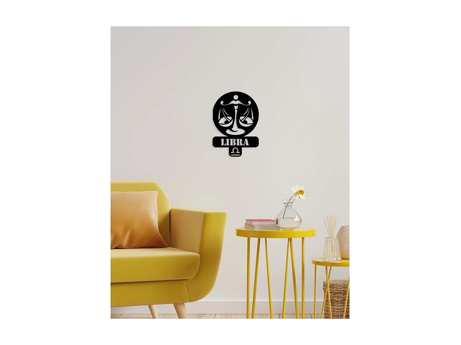 Dekoracja Metalowa Horoskop Wagi 3, Czarny, 36x0,15x50 cm, EPIKASA