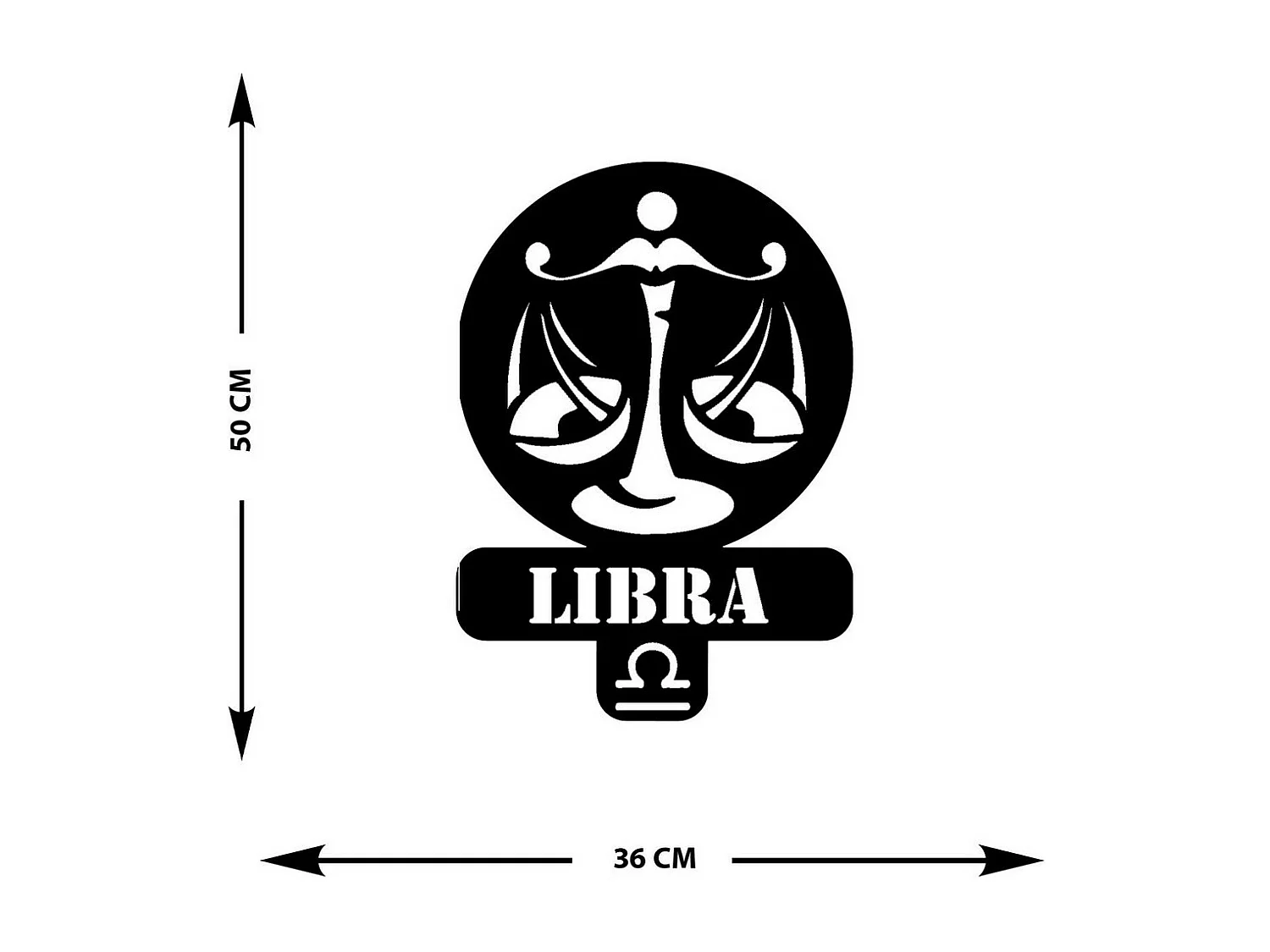 Dekoracja Metalowa Horoskop Wagi 3, Czarny, 36x0,15x50 cm, EPIKASA