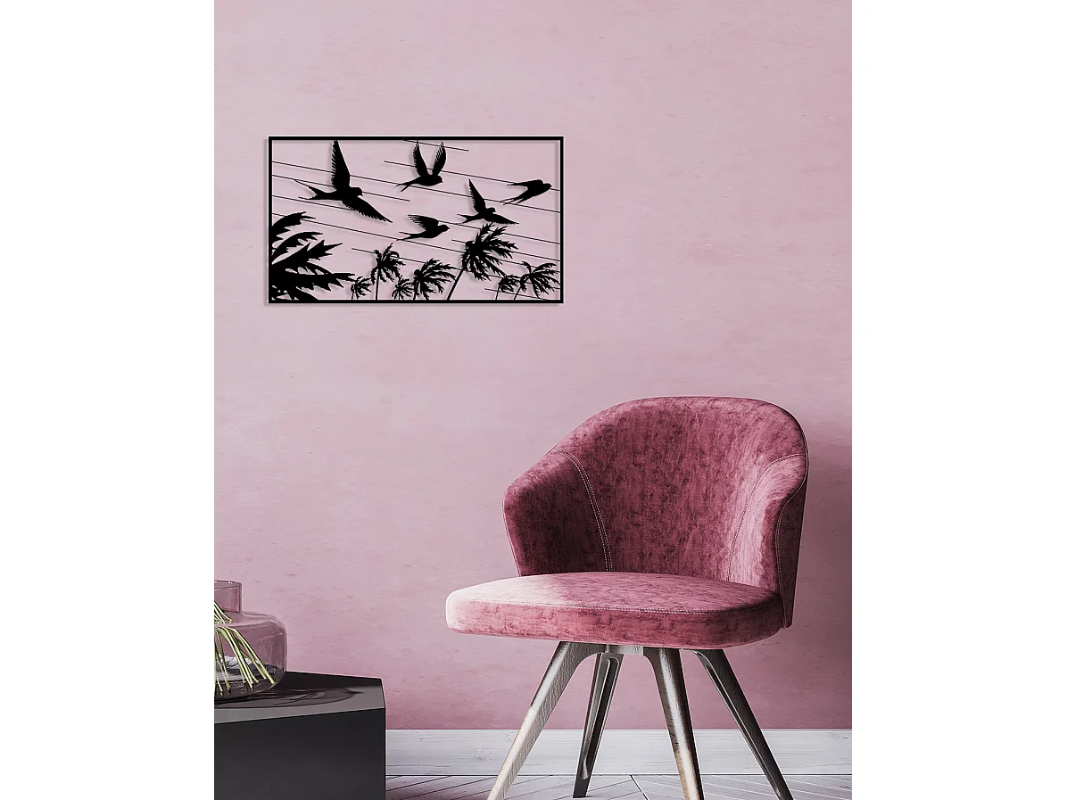 Décoration en Métal Hirondelles, Noir, 71x0,15x40 cm, EPIKASA