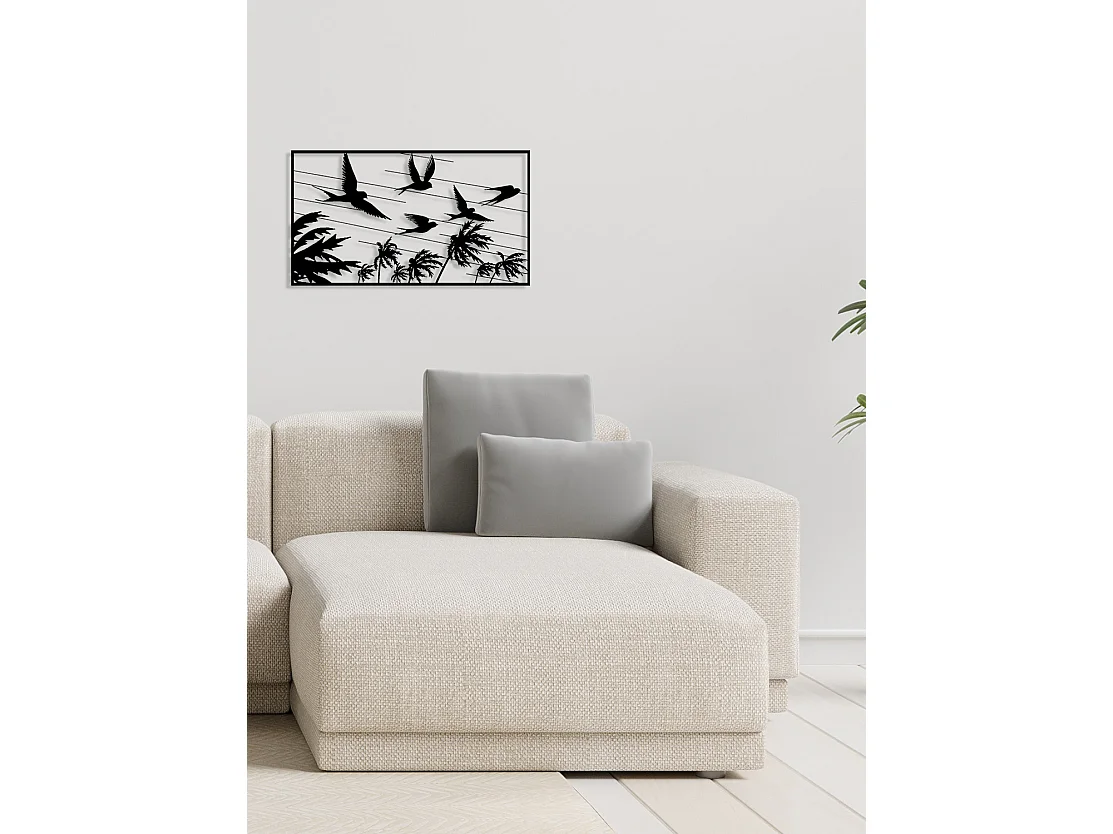 Décoration en Métal Hirondelles, Noir, 71x0,15x40 cm, EPIKASA