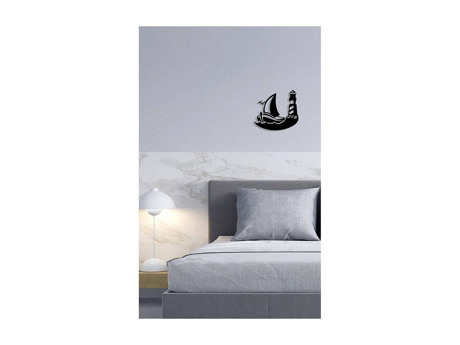 Dekoracja Metalowa Łódź, Czarny, 40x0,15x36 cm, EPIKASA