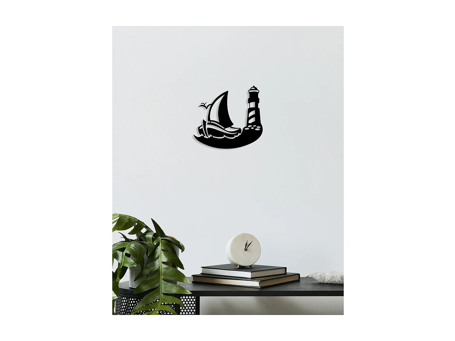 Dekoracja Metalowa Łódź, Czarny, 40x0,15x36 cm, EPIKASA