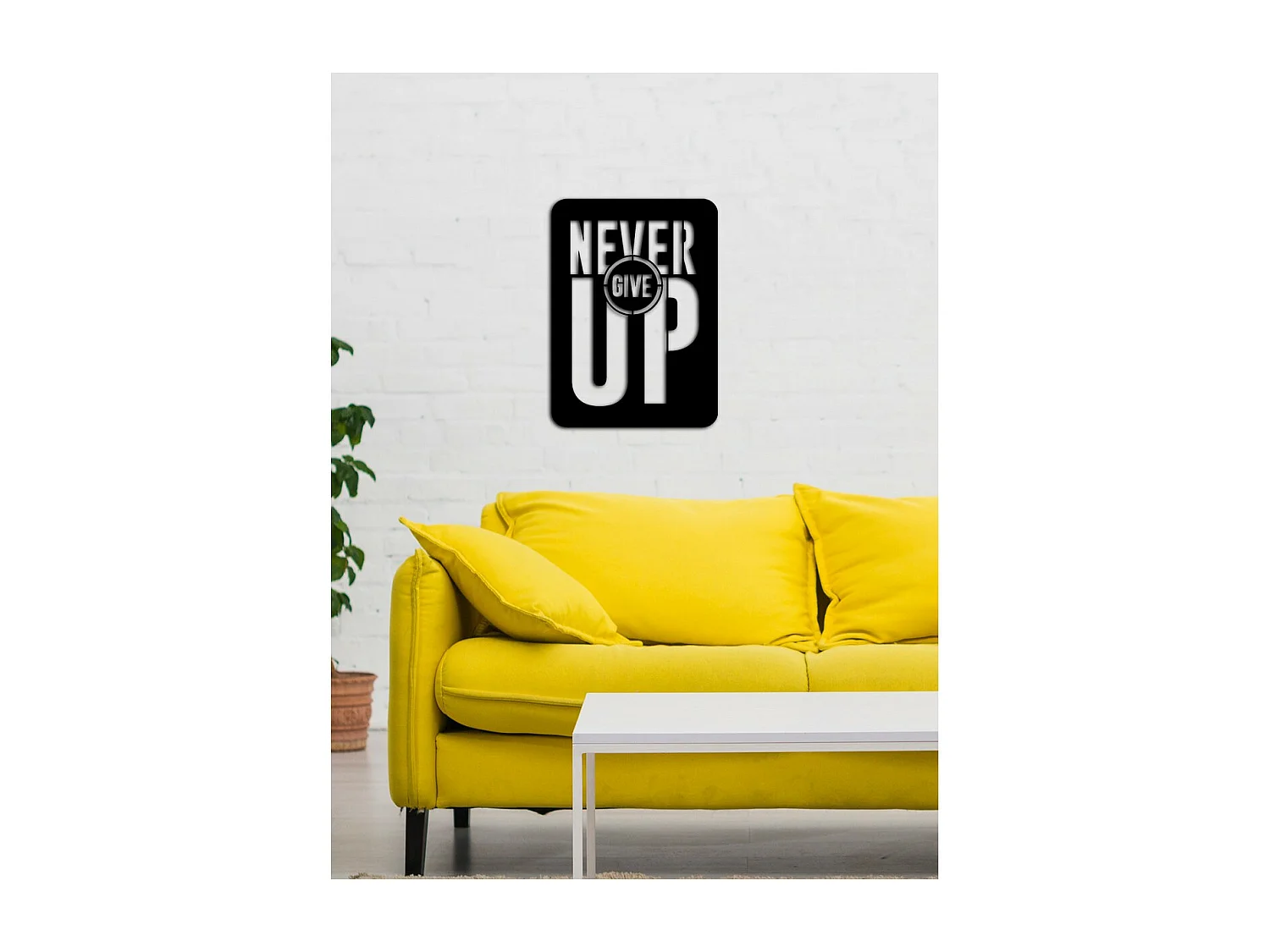 Decoração em Metal Never Give Up 1, Preto, 50x0,15x68 cm cm, EPIKASA