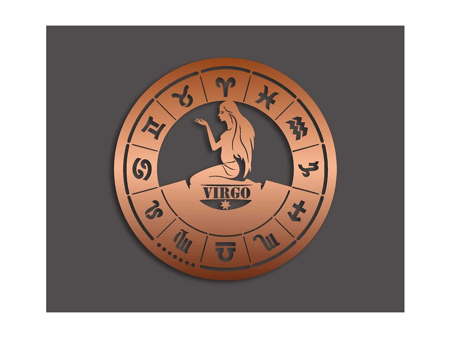 Décoration en Métal Horoscope Vierge 1, Cuivre, 49x0,15x49 cm, EPIKASA