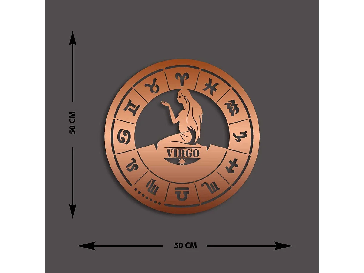 Décoration en Métal Horoscope Vierge 1, Cuivre, 49x0,15x49 cm, EPIKASA
