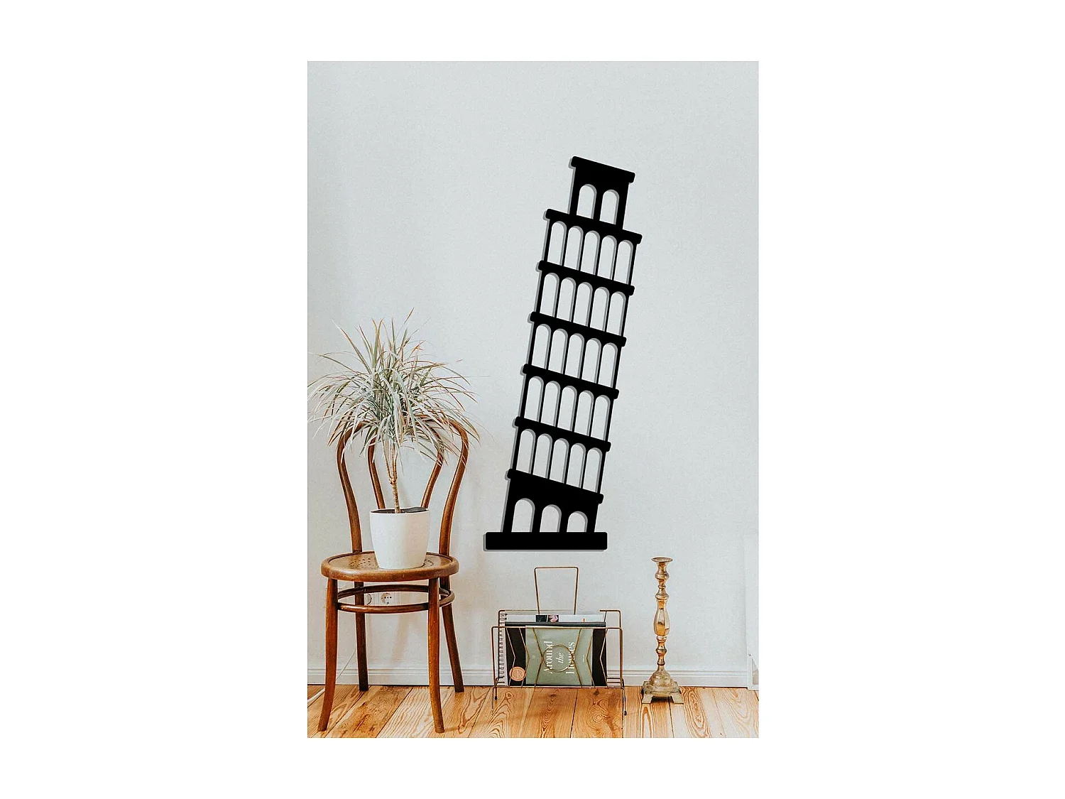 Decorazione in Metallo Torre di Pisa 1, Nero, 30x0,15x76 cm, EPIKASA