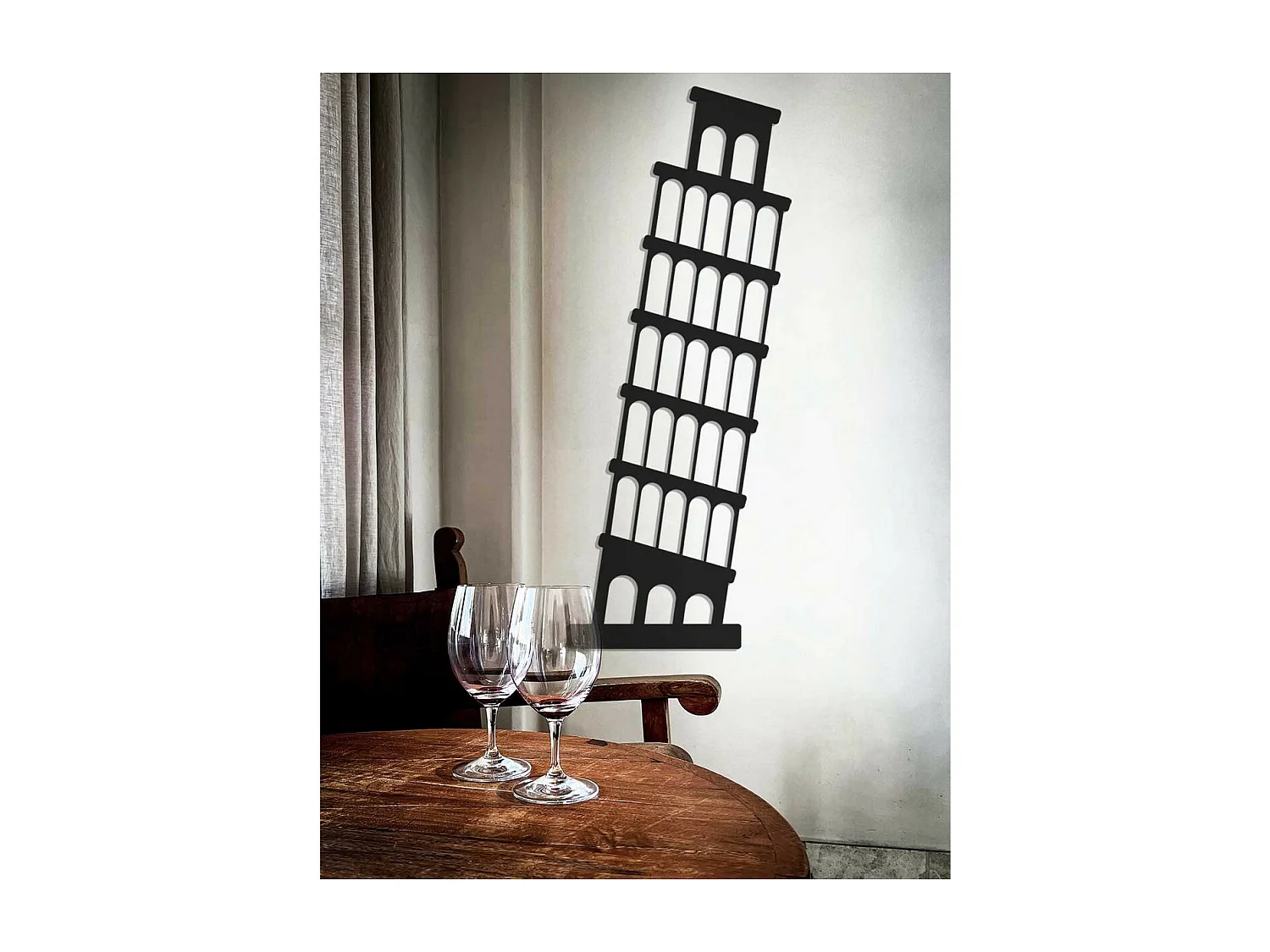 Decorazione in Metallo Torre di Pisa 1, Nero, 30x0,15x76 cm, EPIKASA