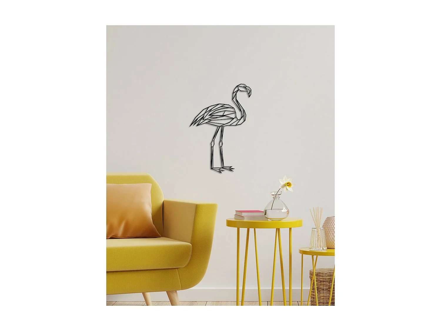 Metalen Decoratie Flamingo 3, Zwart, 42x0,15x60 cm, EPIKASA
