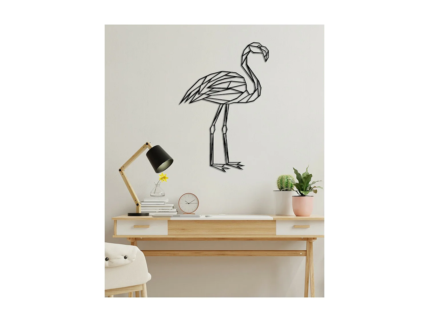 Metalen Decoratie Flamingo 3, Zwart, 42x0,15x60 cm, EPIKASA