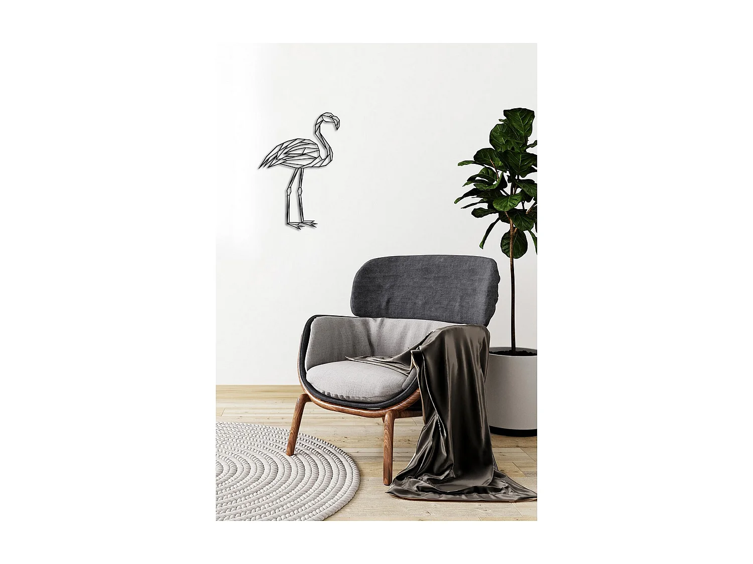 Metalen Decoratie Flamingo 3, Zwart, 42x0,15x60 cm, EPIKASA