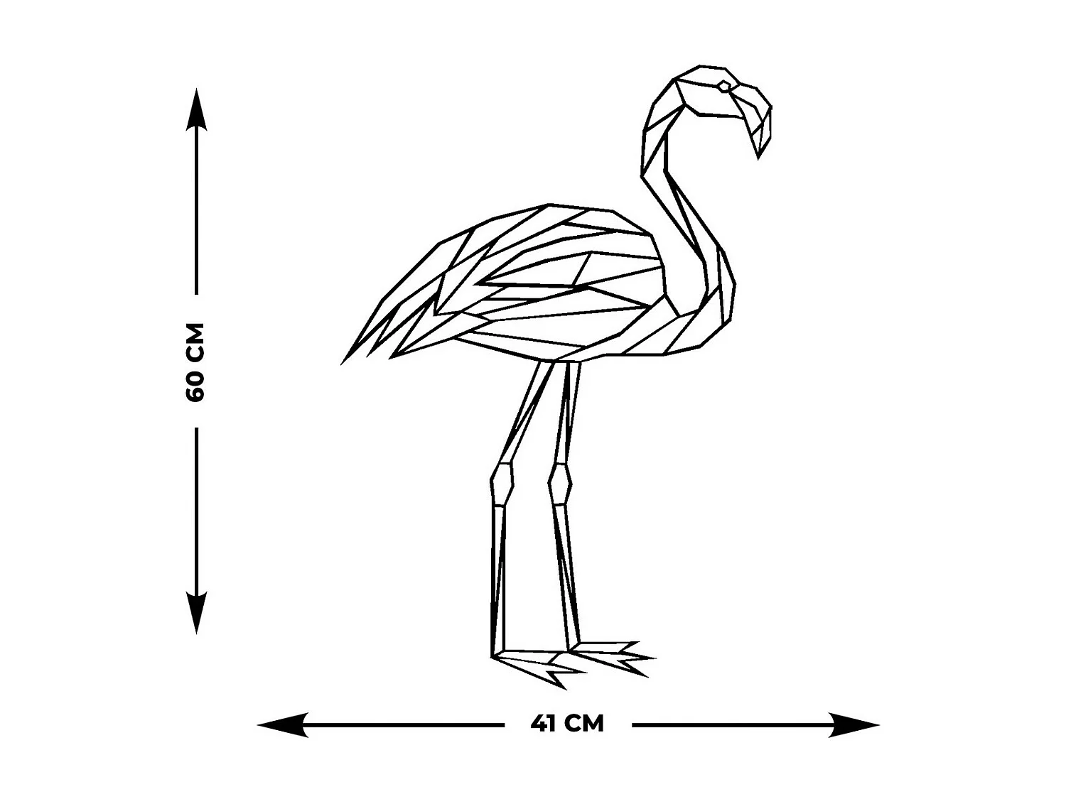Metalen Decoratie Flamingo 3, Zwart, 42x0,15x60 cm, EPIKASA