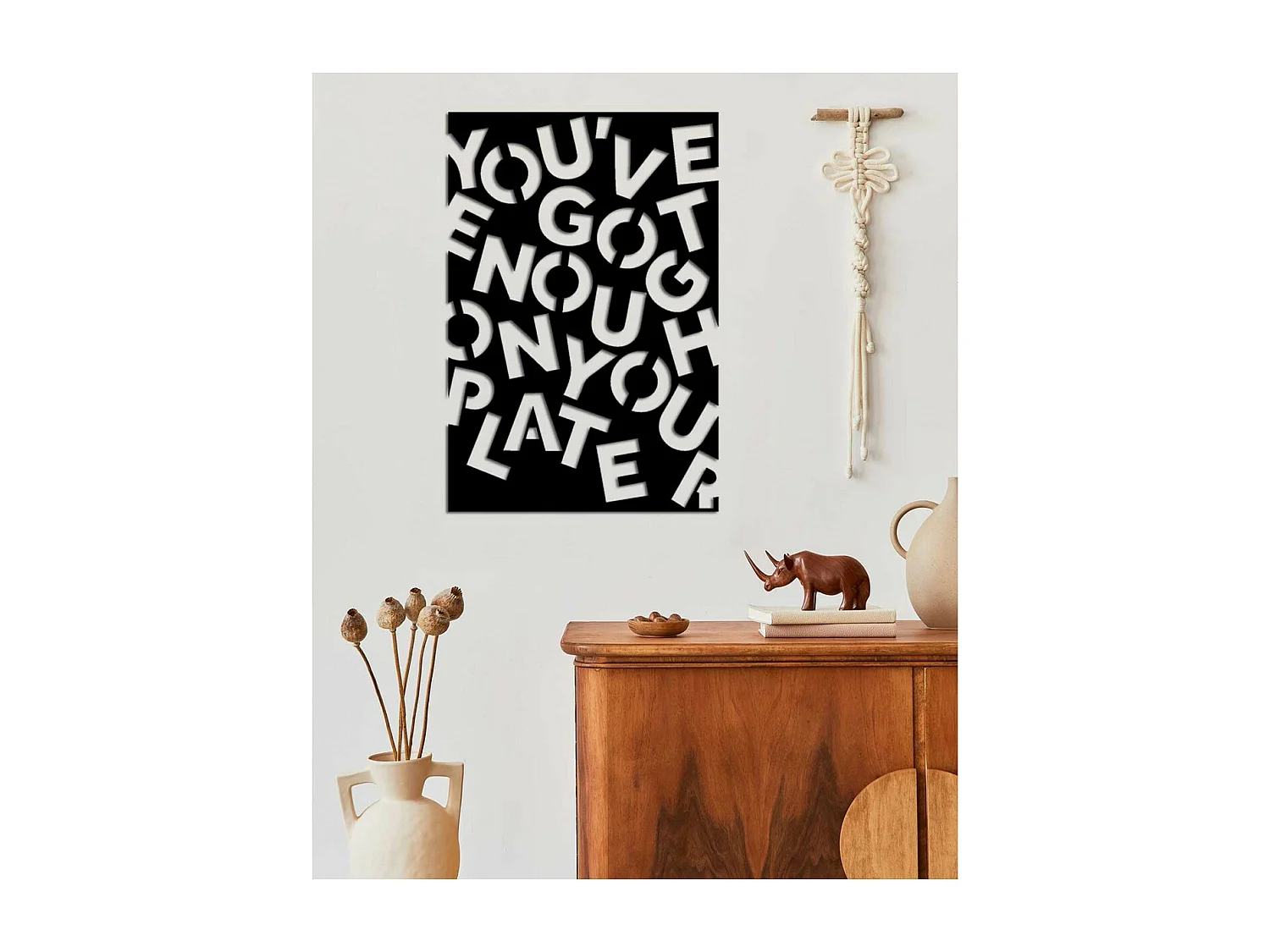 Dekoracja Metalowa Enough, Czarny, 49x0,15x72 cm cm, EPIKASA