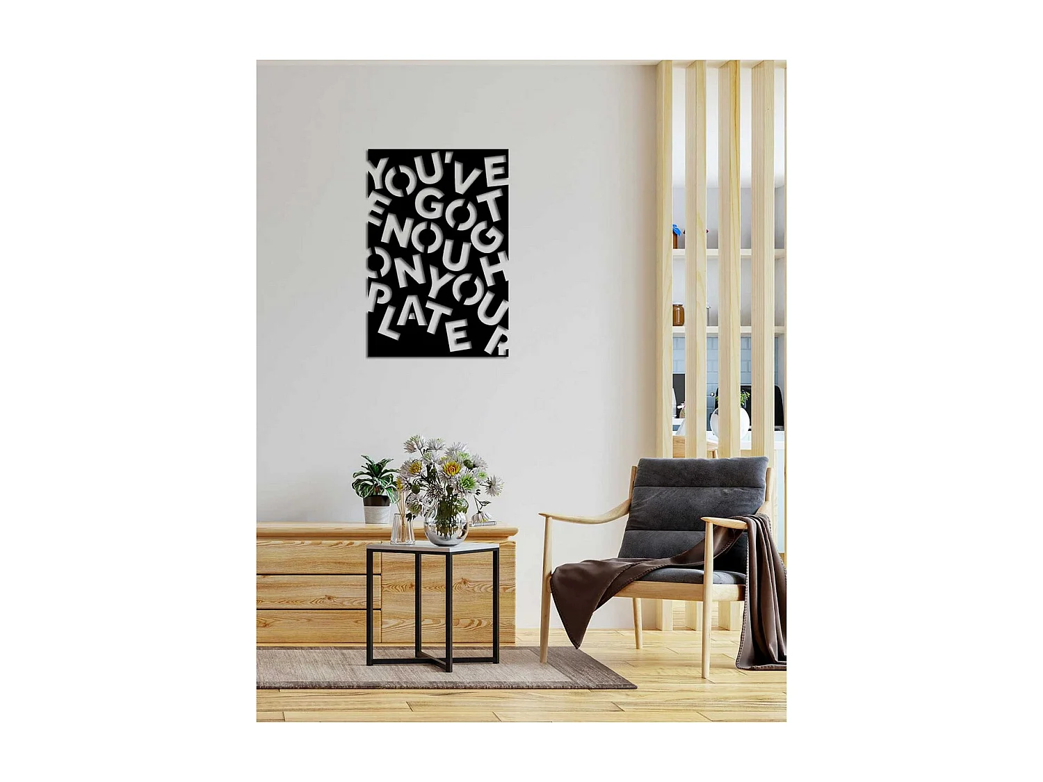 Dekoracja Metalowa Enough, Czarny, 49x0,15x72 cm cm, EPIKASA