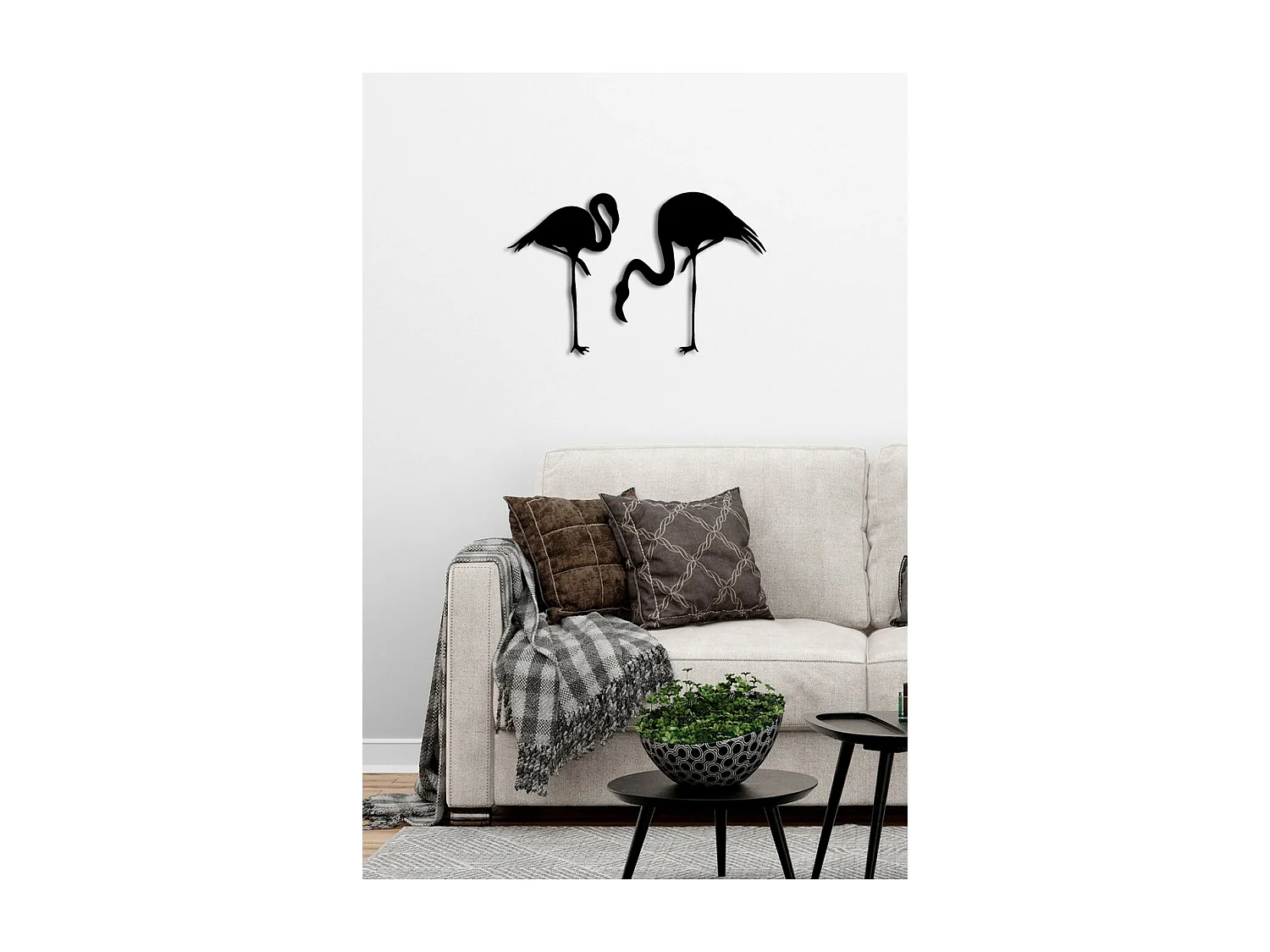 Decoração em Metal Flamingos 1, Preto, 61x0,15x43 cm, EPIKASA