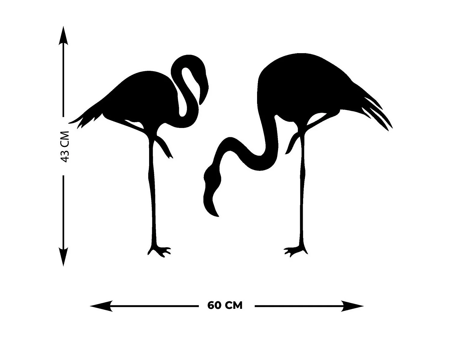 Decoração em Metal Flamingos 1, Preto, 61x0,15x43 cm, EPIKASA
