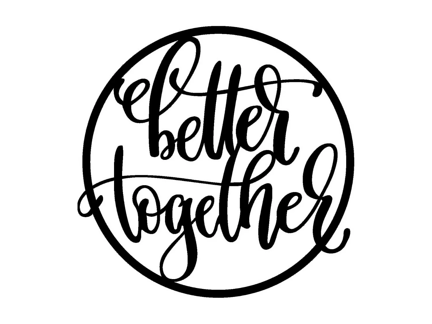 Décoration en Métal Better Together, Noir, 51x0,15x50 cm cm, EPIKASA