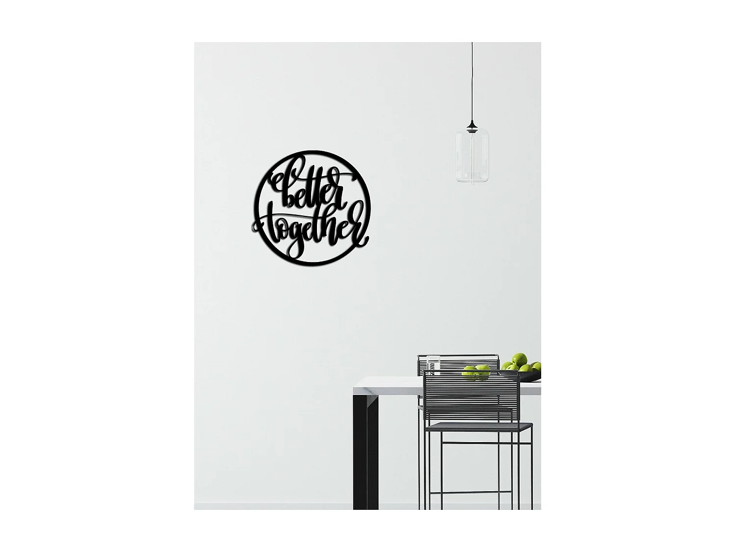 Décoration en Métal Better Together, Noir, 51x0,15x50 cm cm, EPIKASA