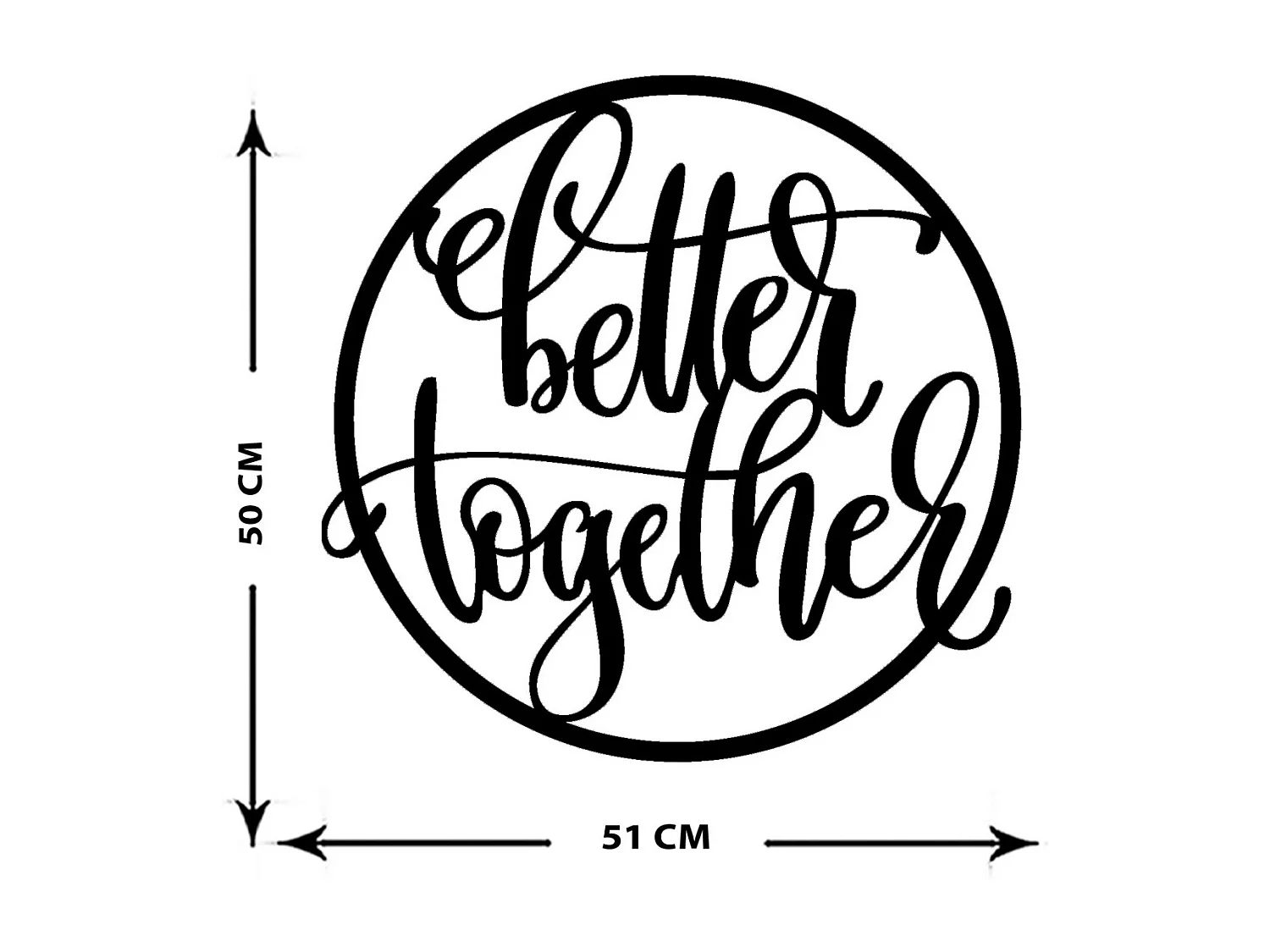 Décoration en Métal Better Together, Noir, 51x0,15x50 cm cm, EPIKASA