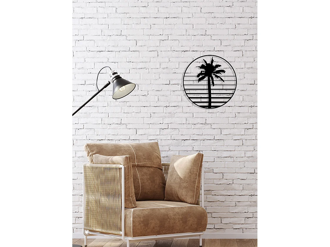 Decoração em Metal Palma, Preto, 50x0,15x50 cm, EPIKASA