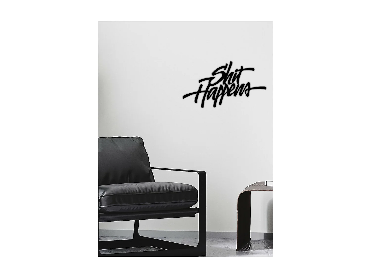 Décoration en Métal Shit Happiness, Noir, 72x0,15x40 cm cm, EPIKASA