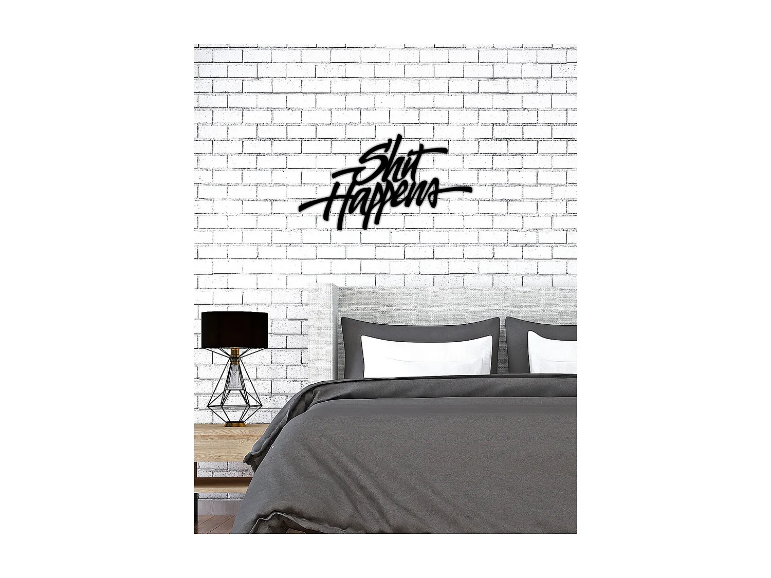 Décoration en Métal Shit Happiness, Noir, 72x0,15x40 cm cm, EPIKASA