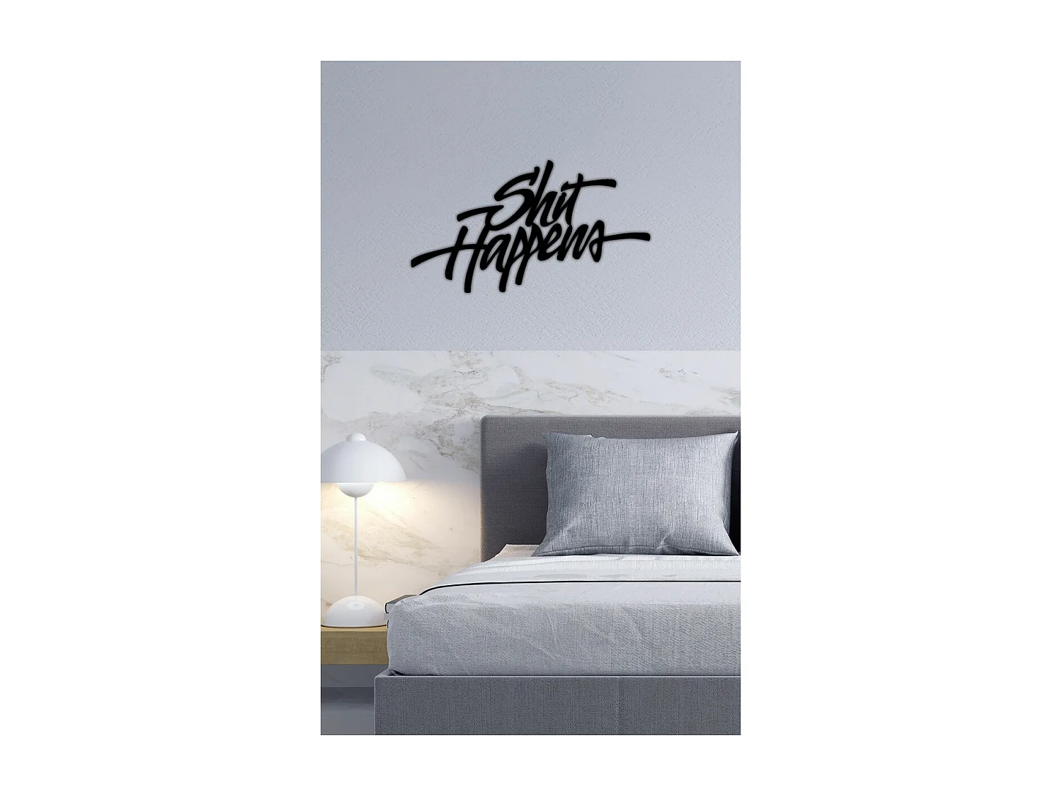 Décoration en Métal Shit Happiness, Noir, 72x0,15x40 cm cm, EPIKASA