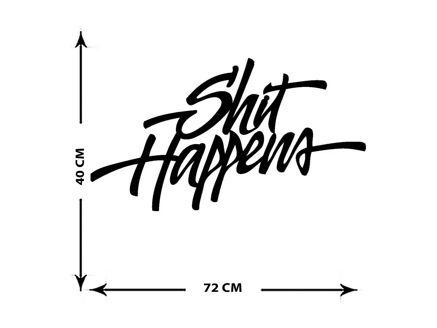 Décoration en Métal Shit Happiness, Noir, 72x0,15x40 cm cm, EPIKASA