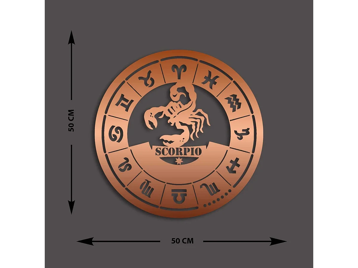Décoration en Métal Horoscope Scorpion 1, Cuivre, 50x0,15x50 cm, EPIKASA