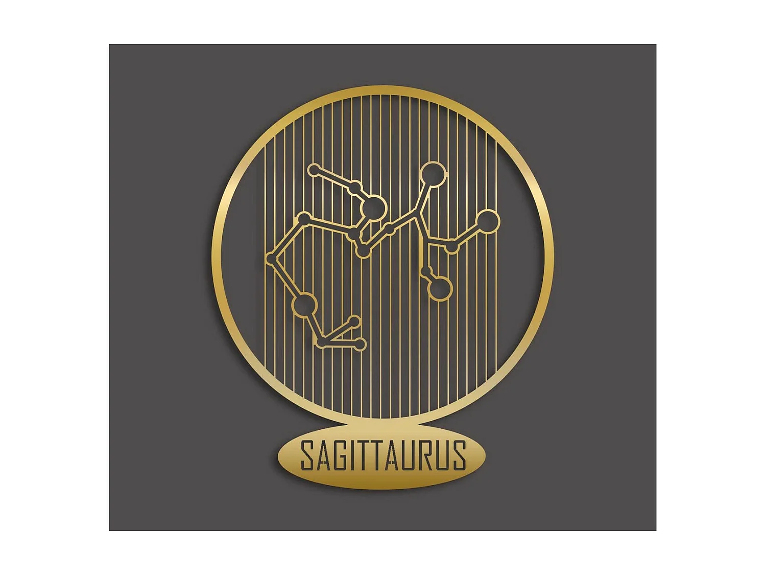 Décoration en Métal Horoscope Sagittaire 8, Or, 38x0,15x45 cm, EPIKASA