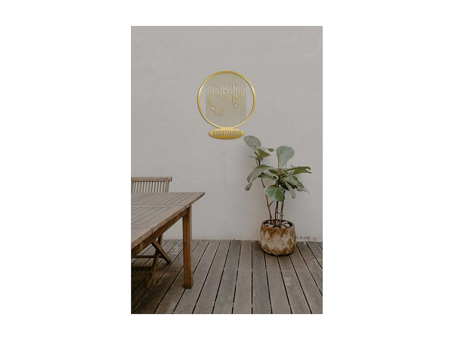 Décoration en Métal Horoscope Sagittaire 8, Or, 38x0,15x45 cm, EPIKASA