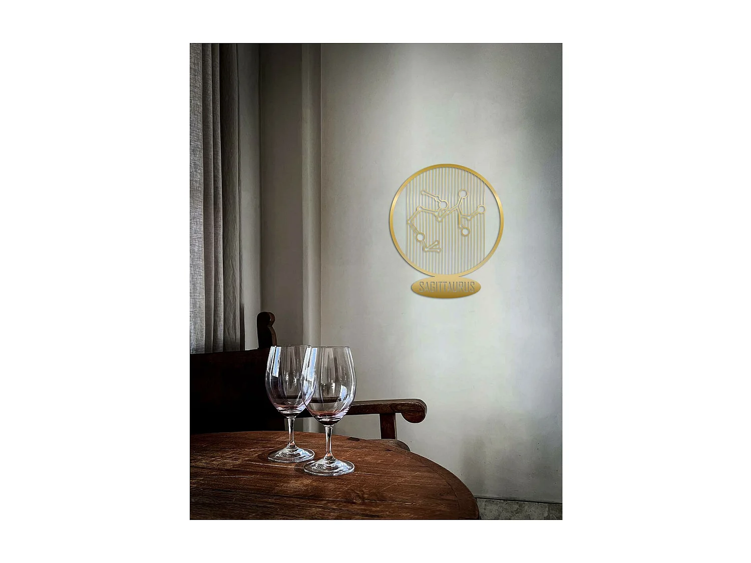 Décoration en Métal Horoscope Sagittaire 8, Or, 38x0,15x45 cm, EPIKASA