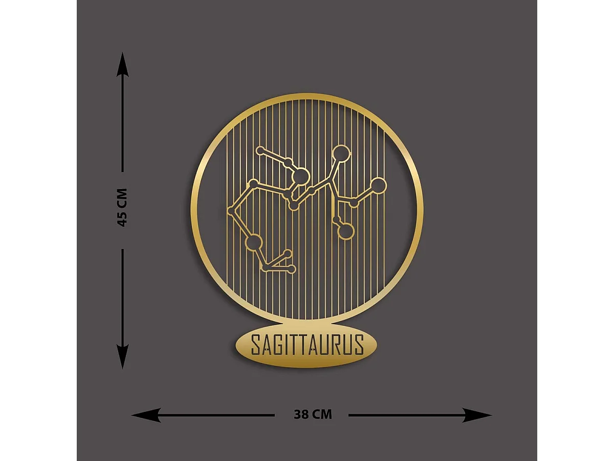 Décoration en Métal Horoscope Sagittaire 8, Or, 38x0,15x45 cm, EPIKASA
