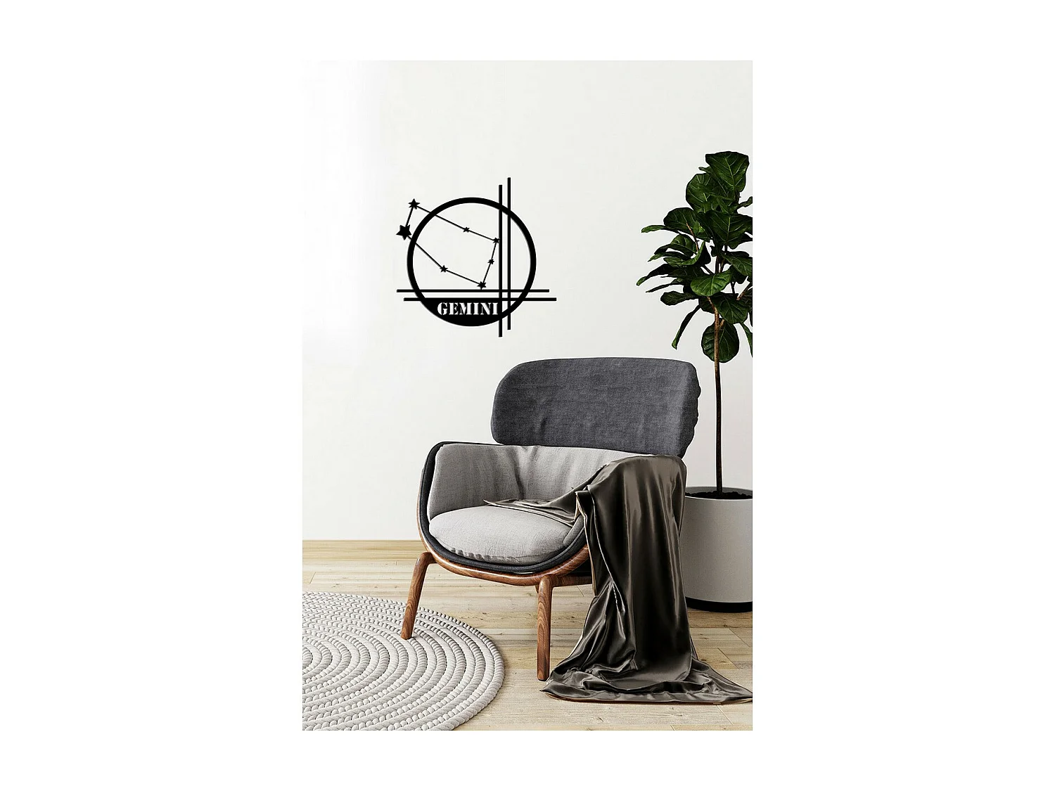 Decoração em Metal Horóscopo de Gémeos 9, Preto, 40x0,15x40 cm cm, EPIKASA