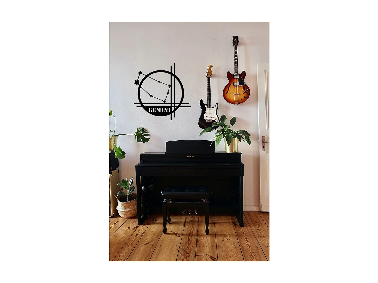 Decoração em Metal Horóscopo de Gémeos 9, Preto, 40x0,15x40 cm cm, EPIKASA