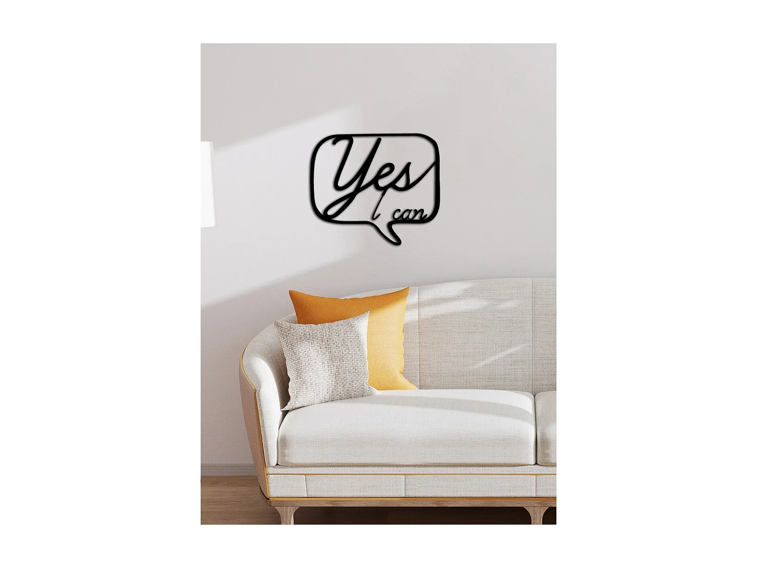 Décoration en Métal Yes I can, Noir, 50x0,15x43 cm cm, EPIKASA