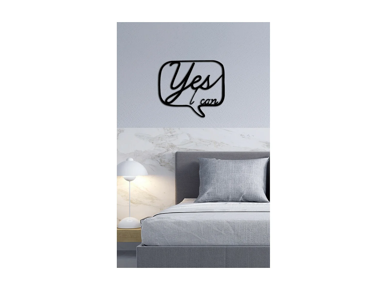Décoration en Métal Yes I can, Noir, 50x0,15x43 cm cm, EPIKASA