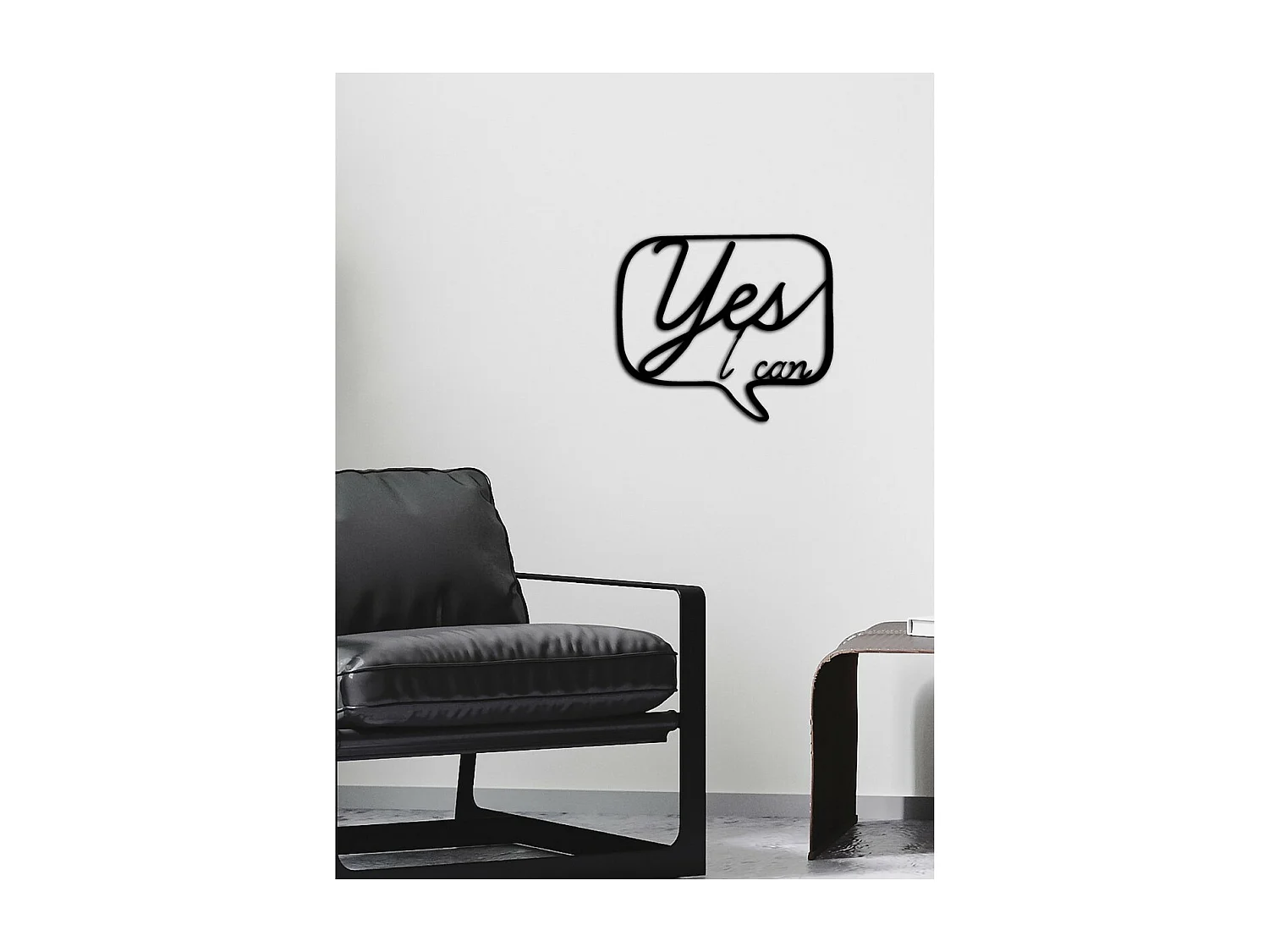 Décoration en Métal Yes I can, Noir, 50x0,15x43 cm cm, EPIKASA