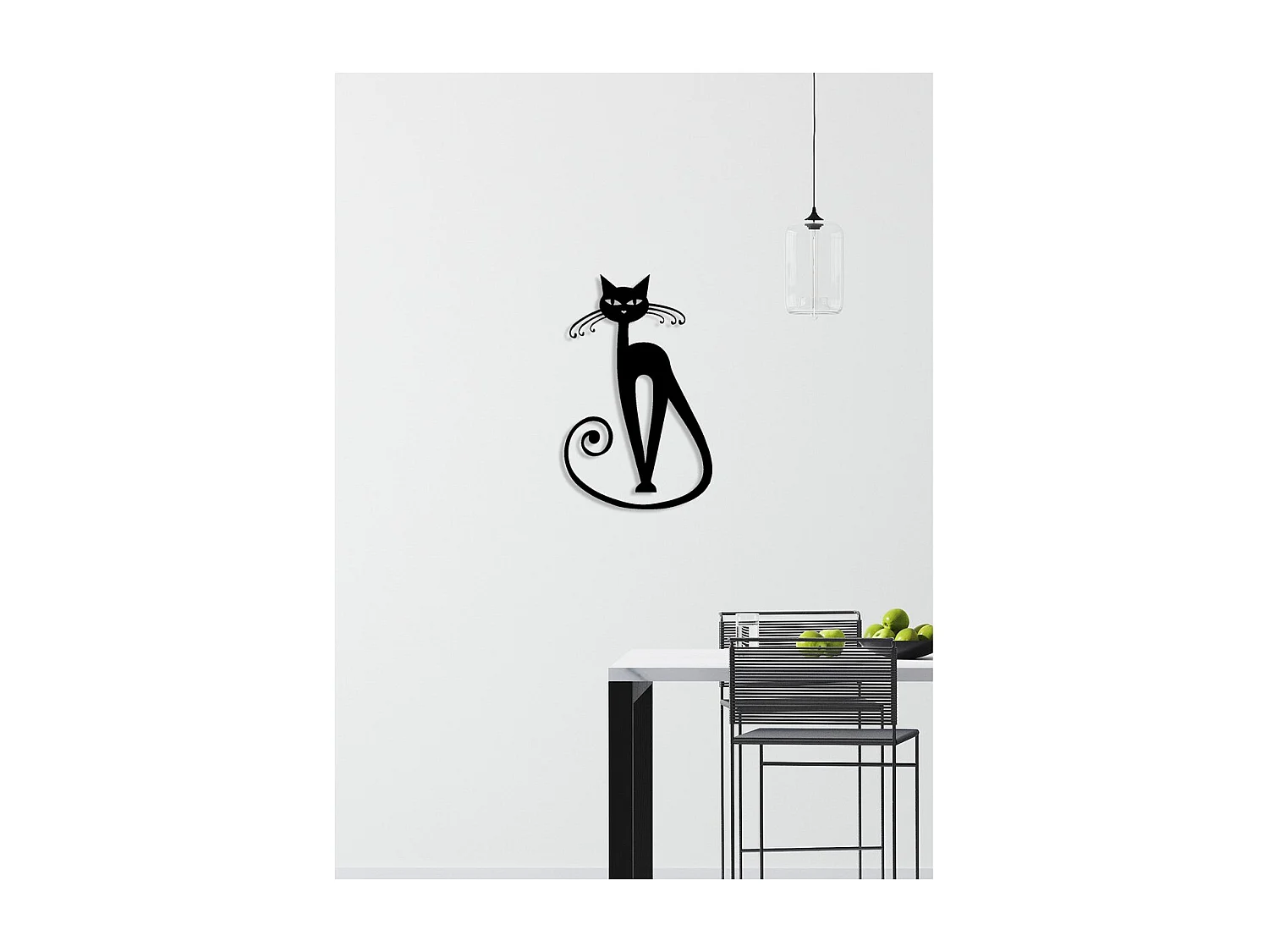 Décoration en Métal Chat 66, Noir, 40x0,15x64 cm, EPIKASA