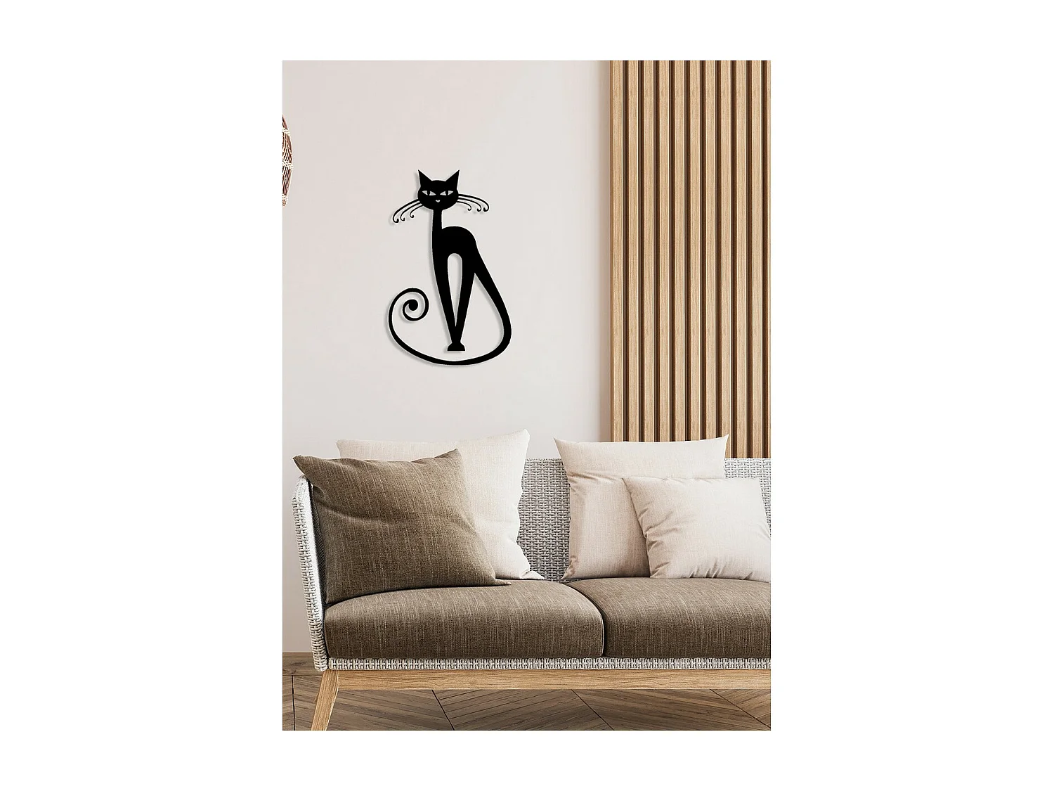 Décoration en Métal Chat 66, Noir, 40x0,15x64 cm, EPIKASA