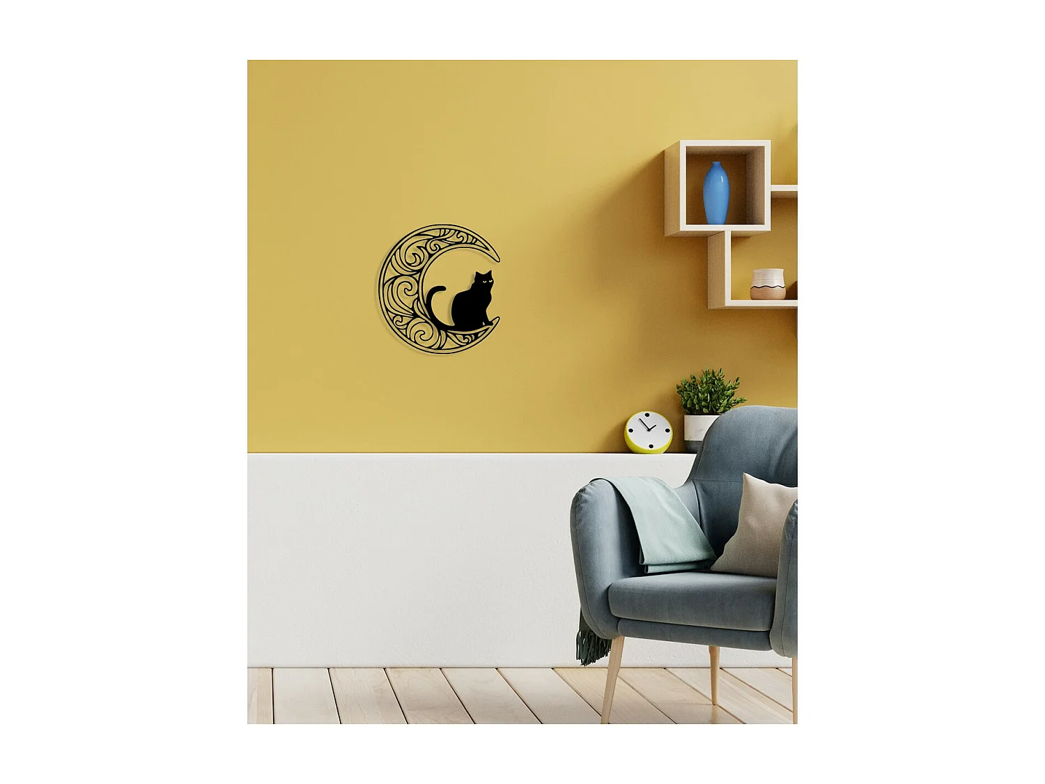 Dekoracja Metalowa Kot 131, Czarny, 40x0,15x43 cm, EPIKASA