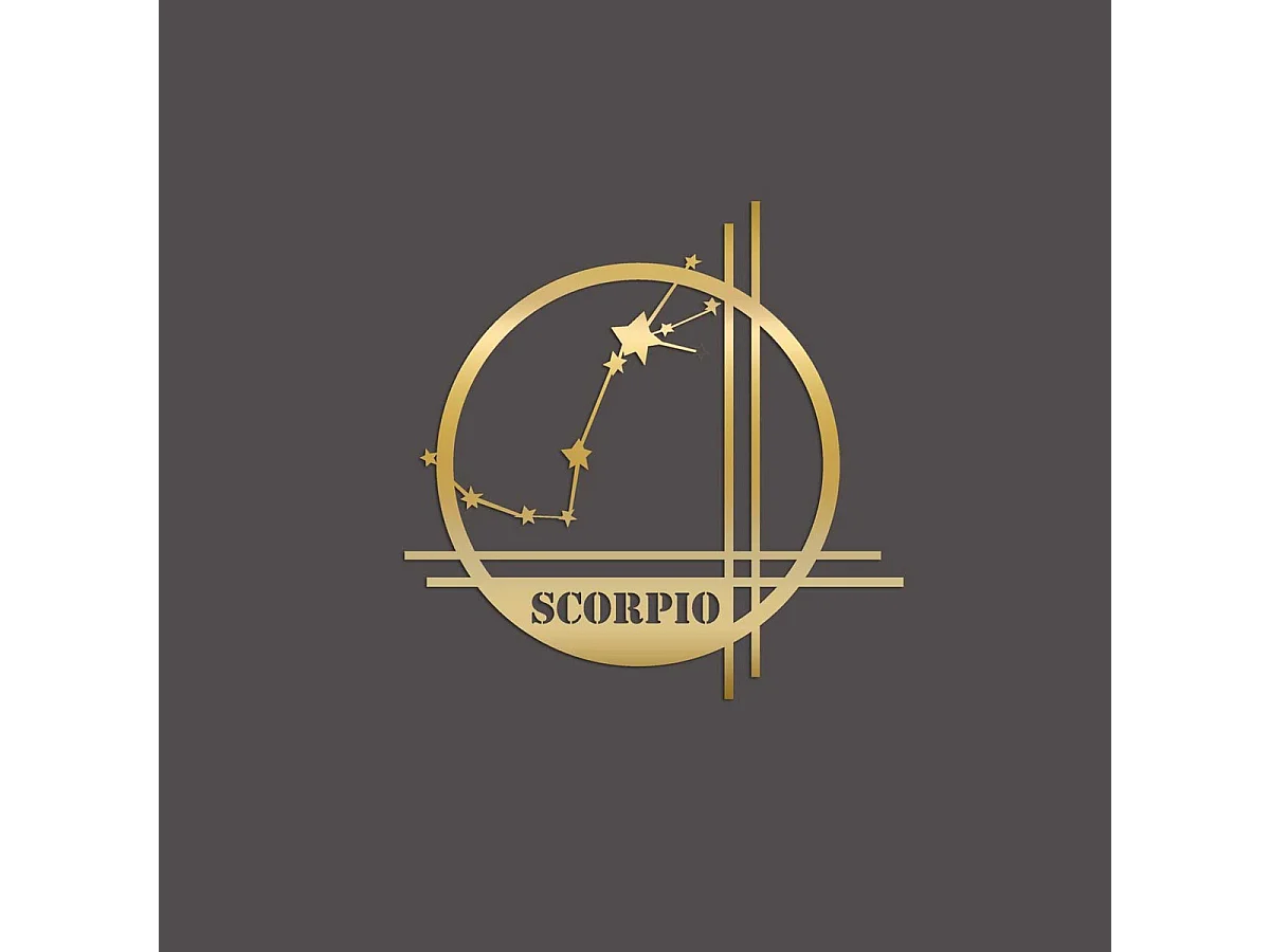 Décoration en Métal Horoscope Scorpion 11, Or, 42x0,15x40 cm, EPIKASA